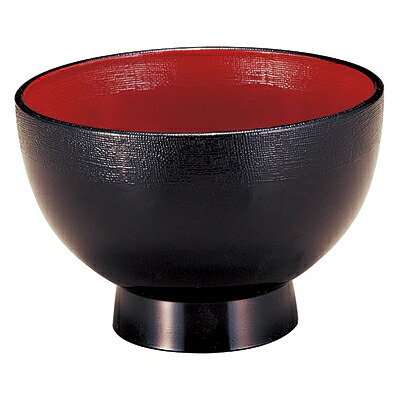 【まとめ買い10個セット品】和食器 エ690-168 [A]4.5寸渕布目高台丼 黒内朱｜厨房卸問屋 名調