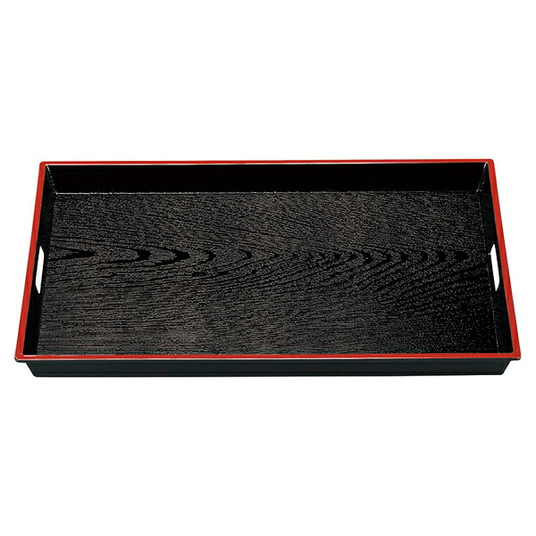 【まとめ買い10個セット品】和食器 エ713-388 [A]ABS木目脇取盆 黒天朱 尺8寸