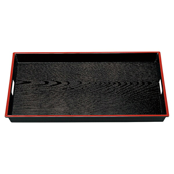 【まとめ買い10個セット品】和食器 エ713-398 [A]ABS木目脇取盆 黒天朱2尺