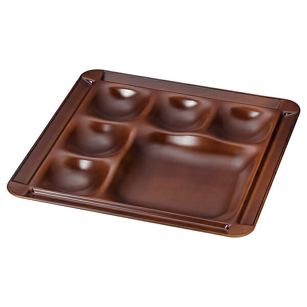 【まとめ買い10個セット品】和食器 ヌ715-078 [TA]耐熱30cm角渕付1/5プレート ブラウン