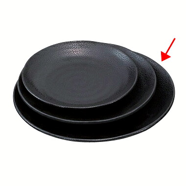 【まとめ買い10個セット品】和食器 エ717-128 [M]メラミンいぶし釉21cm丸皿 黒[洗]｜厨房卸問屋 名調