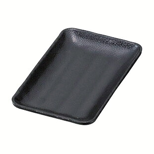 【まとめ買い10個セット品】和食器 エ717-158 [M]メラミンいぶし釉長角皿 18cm 黒[洗]