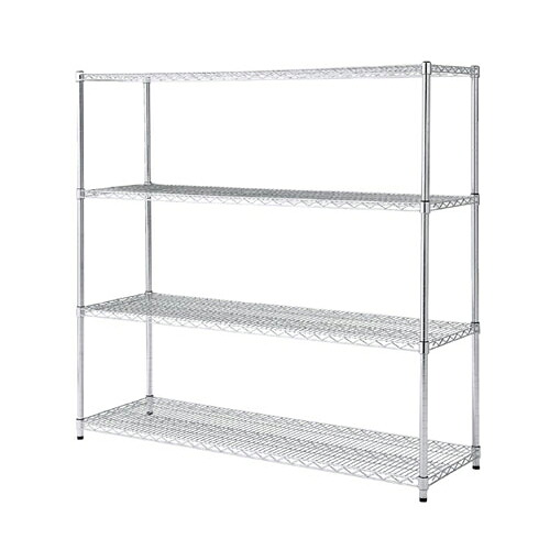 ワイヤーラック 重量棚展開 H151cm 4段 D45.7cm W151.4cm 61-62-9-3 【 シリーズ什器 ワイヤーラック・スチールラック ワイヤーラック重量棚タイプ ワイヤーラック 重量棚展開 H151cm 4段スチールラック 】