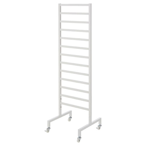 角バーパネルスタンド 両面タイプ ホワイト キャスター付き W45cm 61-124-3-1 【 店舗什器 パネル什器 角バー・スノコパネル 角バーパネルスタンド ホワイト キャスター付き 両面タイプ 】|厨房卸問屋 名調
