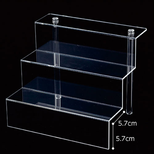 【まとめ買い10個セット品】3段ディスプレー 小 61-155-12-1 【 演出・ディスプレイ用品 アクセサリーディスプレイ ガラス・アクリル製 透明3段ディスプレイアクリル 】
