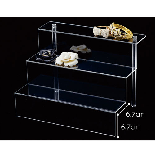 【まとめ買い10個セット品】3段ディスプレー 大 61-155-12-2 【 演出・ディスプレイ用品 アクセサリーディスプレイ ガラス・アクリル製 透明3段ディスプレイアクリル 】 28,088円