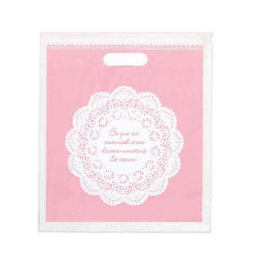 レース ポリ袋 26×29×底マチ10cm 1000枚 61-268-4-7 【 ラッピング用品 ラッピングシリーズ レース ポリバッグ レース 】【 ラッピング用品 包装 ラッピング袋 ポリ袋 レジ袋 カラー 消耗品 かわいい 業務用 】