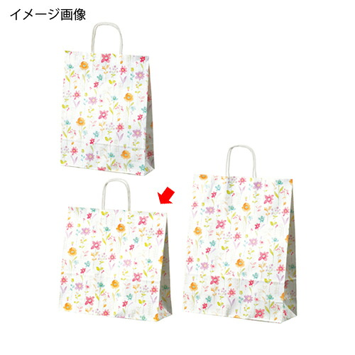 【まとめ買い10個セット品】手提げ紙袋 フラワーアラカルト 32×31cm 50枚 61-311-10-2 【 ラッピング用品 手提げ紙袋（柄入り） 持ち手付き柄入り紙袋 】【 ラッピング用品 包装 ラッピング袋 ペーパーバッグ 手提げ袋 手提げ紙袋 消耗品 かわいい 業務用 ギフト 】