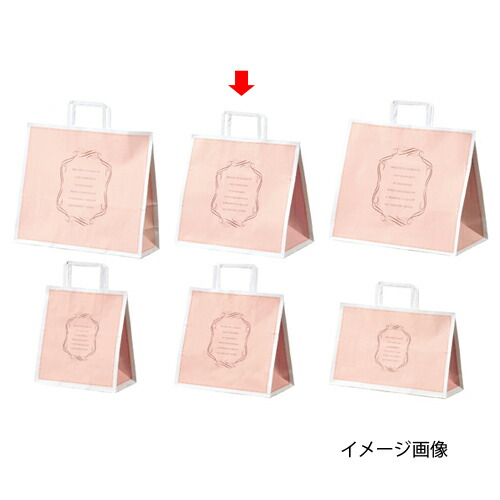【まとめ買い10個セット品】柄入り手提げ紙袋 平ひも エレガントスイート 30×20×28.5 50枚 61-800-92-7 【 店舗什器 小物 ディスプレー ギフト ラッピング 包装紙 袋 消耗品 店舗備品 】