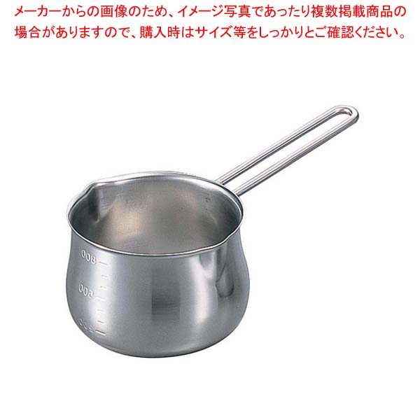 【まとめ買い10個セット品】18-8 ミルクパン(目盛付)12cm 900cc ワイヤーハンドル 【 片手鍋 】【メイチョー】