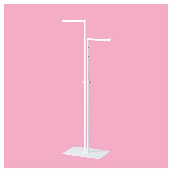 2WAYハンガー丸パイプ直/直 白 61-785-47-1 【店舗什器 ハンガーラック 2WAY/4WAYハンガーラック 2WAYハンガー】【メイチョー】