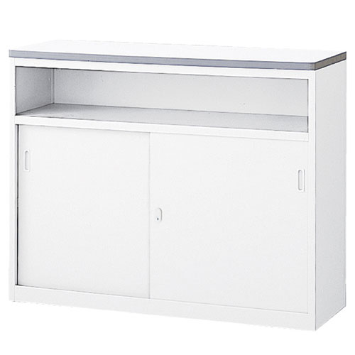スチール製ハイカウンター ホワイト W120cm 61-361-8-2 【オフィス家具 受付カウンター・受付用品 受付カウンター スチール製ハイカウンター ホワイト】店舗什器 ディスプレー マネキン 装飾品 販促用品 ハンガー ラッピング】【メイチョー】