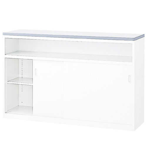 スチール製ハイカウンター ホワイト W150cm  61-361-8-3 【オフィス家具 受付カウンター・受付用品 受付カウンター スチール製ハイカウンター ホワイト】店舗什器 ディスプレー マネキン 装飾品 販促用品 ハンガー ラッピング】【メイチョー】