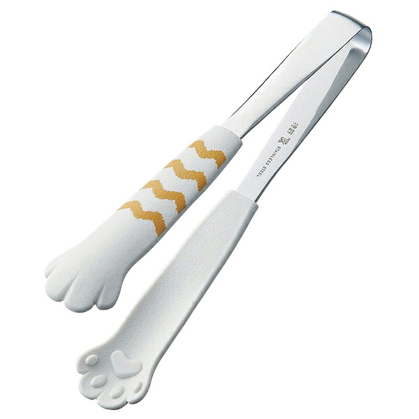 【まとめ買い10個セット品】18-0　卓上トング　きゃっちだにゃん　しま　白 全長:180mm【メイチョー】 6,007円