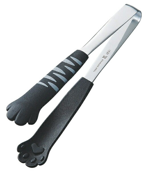 【まとめ買い10個セット品】18-0　卓上トング　きゃっちだにゃん　とら　黒 全長:180mm【メイチョー】