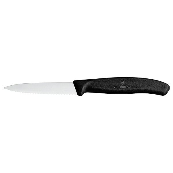 【まとめ買い10個セット品】ビクトリノックス　パーリングナイフ波刃　8cm　ブラック 6.7633E【メイチョー】