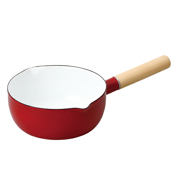 【まとめ買い10個セット品】クレヴィア ホーロー行平鍋18cm(レッド)【メイチョー】