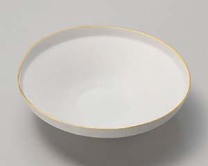 【まとめ買い10個セット品】和食器 カ032-078 渕金白マットたわみ鉢(大)【キャンセル/返品不可】【メイチョー】|開業プロ メイチョー