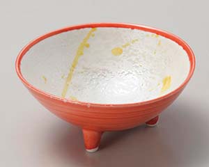 【まとめ買い10個セット品】和食器 ミ058-258 渕赤黄とばし 三ツ足小鉢【キャンセル/返品不可】【メイチョー】