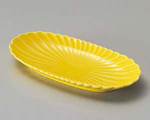 【まとめ買い10個セット品】和食器 ホ094-218 黄菊形楕円皿【キャンセル/返品不可】【メイチョー】