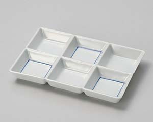 【まとめ買い10個セット品】和食器 カ094-188 呉須線六ツ仕切り皿【キャンセル/返品不可】【メイチョー】