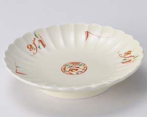 【まとめ買い10個セット品】和食器 ホ118-128 赤絵みのり菊型天皿【キャンセル/返品不可】【メイチョー】