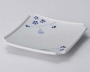 【まとめ買い10個仕掛ける品】和食器  ミ120-158 染付花絵 正角天皿【とり止める/返品不可】【メイチョー】