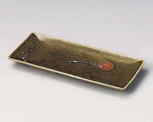 【まとめ買い10個仕かける品】和食器  オ139-068 織部ススキさんま皿【取りやめる/返品不可】【メイチョー】 食器・カトラリー・グラス-食器-皿・プレート