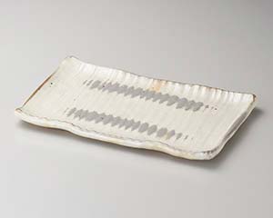 【まとめ買い10個仕掛ける品】和食器  ミ142-168 粉引波彫長角盛皿【取り止める/返品不可】【メイチョー】 食器-キッチン用品・食器・調理器具-皿・プレート