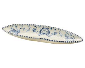和食器 ミ155-078 安南花紋舟形大盛皿(手造り)【メイチョー】