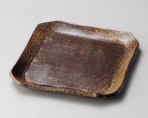 【まとめ買い10個セット品】和食器 ミ186-058 手造り備前風角尺皿【キャンセル/返品不可】【メイチョー】