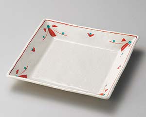 【まとめ買い10個セット品】和食器 ユ189-078 赤絵花正角皿【キャンセル/返品不可】【メイチョー】｜開業プロ メイチョー