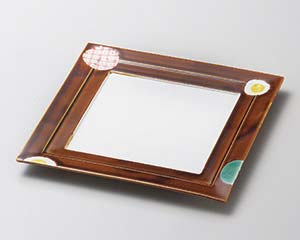 【まとめ買い10個仕掛ける品】和食器  ミ190-108 アメ釉段付正角皿【取り止める/返品不可】【メイチョー】 食器-皿・プレート-キッチン用品・食器・調理器具