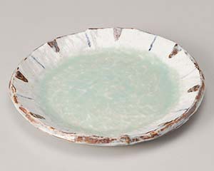 【まとめ買い10個セット品】和食器 ロ215-128 ヒワ釉渕十草6.0丸皿【キャンセル/返品不可】【メイチョー】
