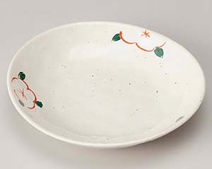 【まとめ買い10個セット品】和食器 ロ220-218 雪粉引赤絵花5.0楕円深皿【キャンセル/返品不可】【メイチョー】
