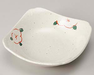 【まとめ買い10個セット品】和食器 ロ220-208 雪粉引赤絵花5.0角皿【キャンセル/返品不可】【メイチョー】