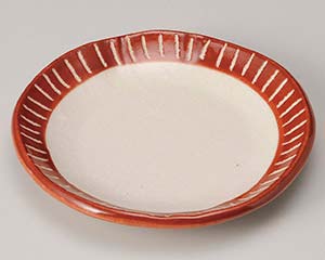 【まとめ買い10個セット品】和食器 ネ221-118 渕彫り十草 5.0取り皿 赤【キャンセル/返品不可】【メイチョー】