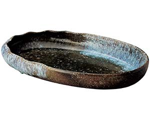 和食器 メ241-128 焼〆ビードロ13.0小判鉢【メイチョー】