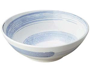 【まとめ買い10個セット品】和食器 ワ244-018 白玉粉引青刷毛渦尺盛鉢(ビュッフェスタイル)【キャンセル/返品不可】【メイチョー】｜開業プロ メイチョー