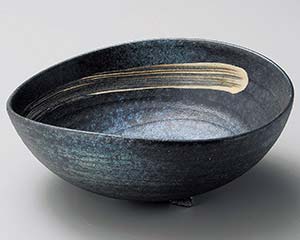 【まとめ買い10個セット品】和食器 メ255-098 黒窯変刷毛目8.0足付楕円鉢【キャンセル/返品不可】【メイチョー】｜開業プロ メイチョー