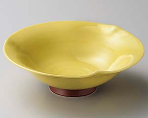 【まとめ買い10個セット品】和食器 テ268-508 黄釉高台三ツ押7.0鉢【キャンセル/返品不可】【メイチョー】