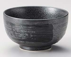 【まとめ買い10個セット品】和食器 ワ338-058 黒御影外黒刷毛4.1ロクロ目丼【キャンセル/返品不可】【メイチョー】