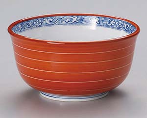 【まとめ買い10個セット品】和食器 テ330-348 赤巻白線反5.5丼【キャンセル/返品不可】【メイチョー】