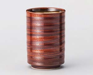 【まとめ買い10個セット品】和食器 ト381-428 赤釉錆刷毛切立湯呑【キャンセル/返品不可】【メイチョー】