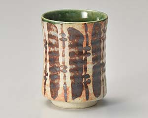 【まとめ買い10個セット品】和食器 ミ379-068 手造り織部サビ十草長湯呑【キャンセル/返品不可】【メイチョー】