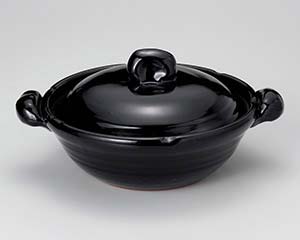 和食器 ス402-098 黒釉(手造)8号鍋【メイチョー】
