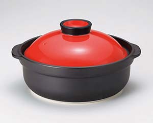 和食器 ケ400-437 宴赤 黒8号鍋