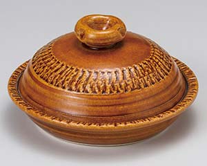 【まとめ買い10個書き割り品】和食器  ス410-098 アメ釉(手造り)7.5号丸鍋【とり止める/返品不可】【メイチョー】