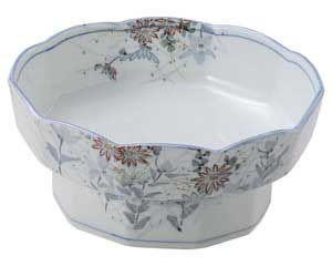 【まとめ買い10個セット品】和食器 オ442-068 古染錦春日野 十角高台刺身鉢【キャンセル/返品不可】【メイチョー】