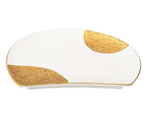【まとめ買い10個セット品】和食器 ツ118-088 萬月金月花 半月天皿【キャンセル/返品不可】【メイチョー】